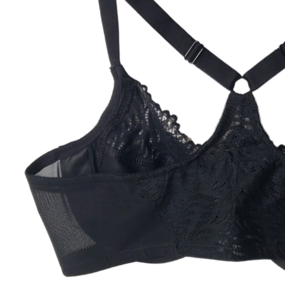 Glamorise Underwire Lace Front Open Unpadded Sexy Racerback Mesh Bra size 40C - Picture 3 of 7